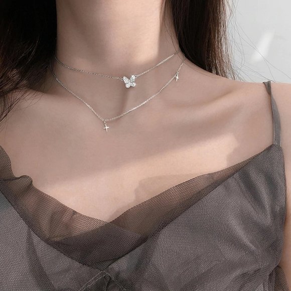 *NEW 925 Sterling Silver Butterfly Cross Necklace - Picture 4 of 6